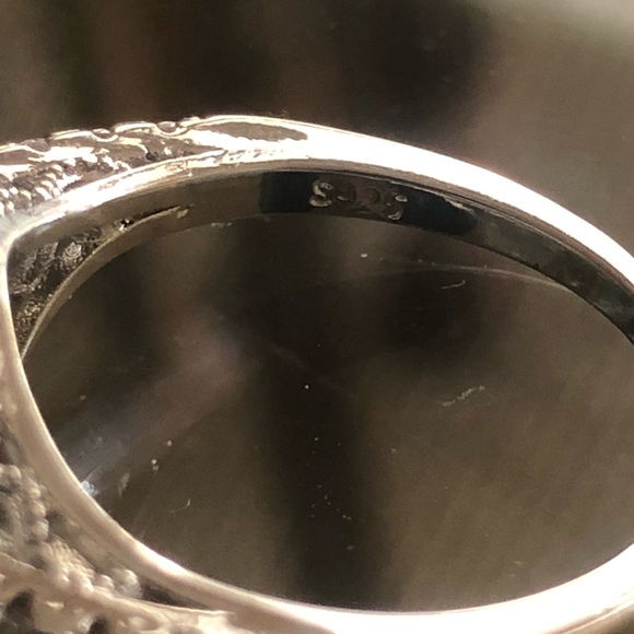 925 Stamped Sterling Silver Citrine Yellow Diamond Ring - Picture 7 of 9